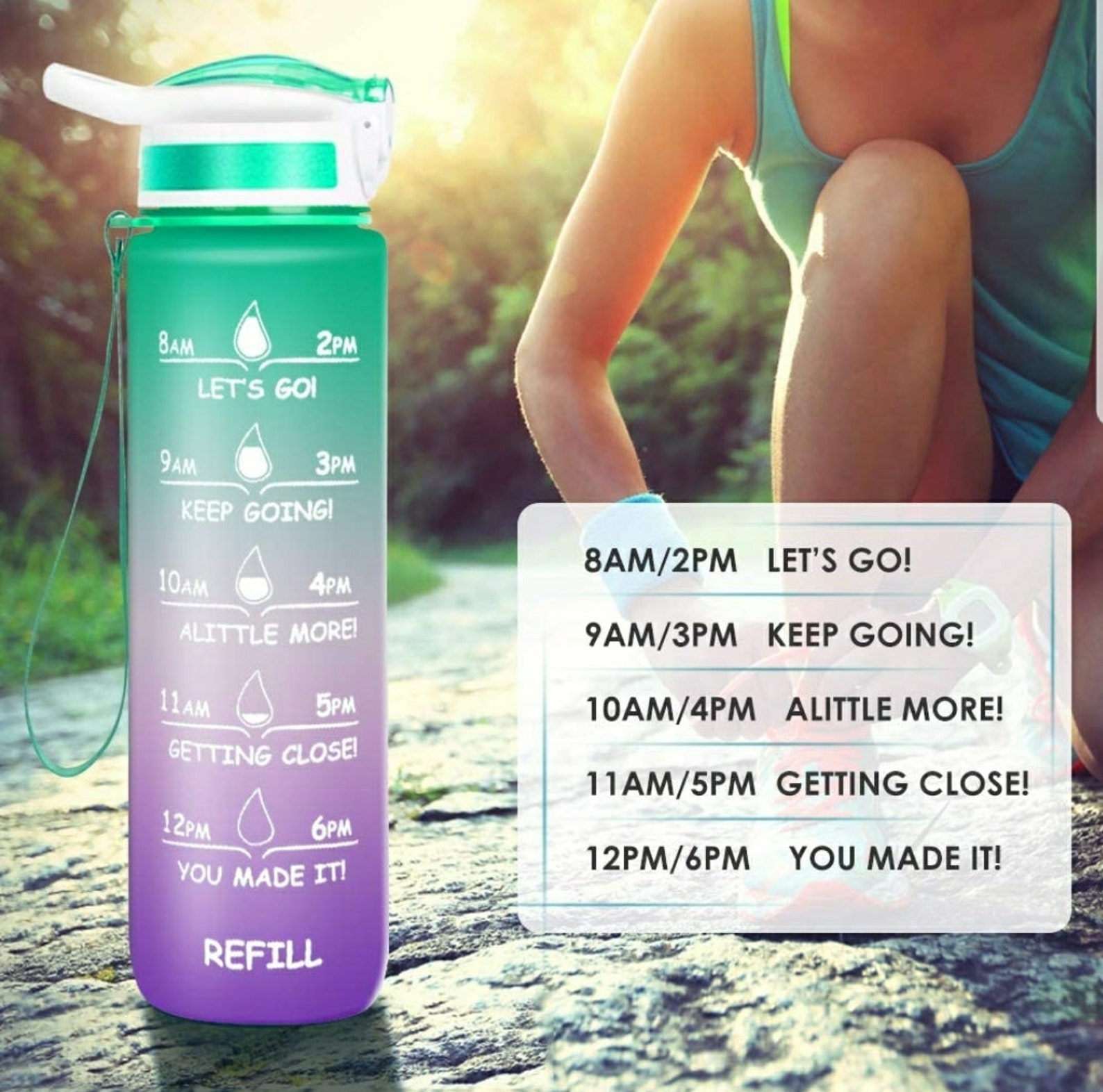 Motivational Water Bottle With Straw 32oz Motivational Water Etsy