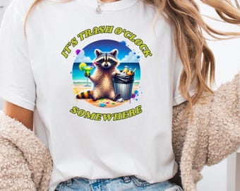 Grappige wasbeer, png-bestand: shirtontwerp tropisch strand (digitale download)