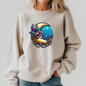 Retro Crescent Moon Mardi Gras Shirt Design PNG, Karneval Pullover Sublimation, Damen Mardi Gras Shirt, Laissez Les Bon Temps Roulet