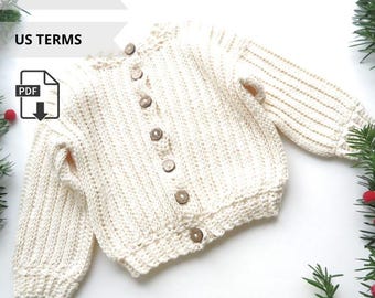 Patrón de ganchillo para suéter de bebé, jersey de bebé para niño y niña | 4 tallas desde recién nacido hasta niño de 2 años.