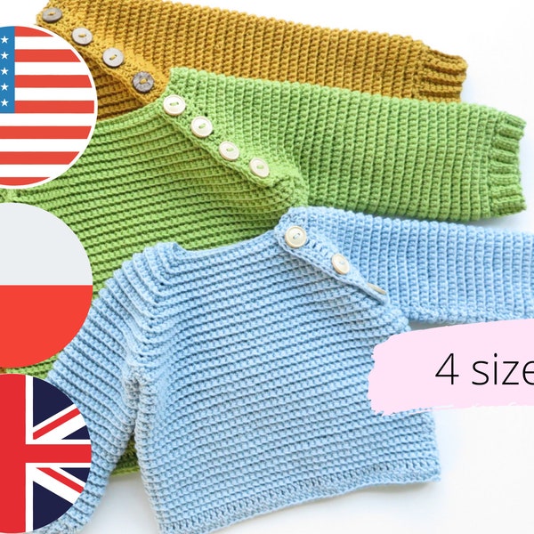 Crochet baby pattern, crochet baby 0-24 m, Simply crochet sweater, crochet baby cardigan pattern, crochet baby sweater pattern