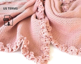 PATRÓN DE GANCHILLO PDF - video / Manta de ganchillo / Manta de bebé / Manta de niña / Patrón para principiantes / Patrón fácil / Manta de flores