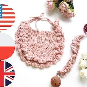 Crochet Baby SET FRILLY Bib and Pacifier Holder Crochet Pattern English US