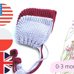 CROCHET PATTERN - Bobble Bonnet (Newborn-12months), Crochet baby bonnet pattern, easy crochet baby pattern, crochet baby, crochet newborn