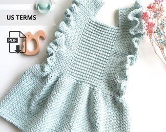 Patrón de vestido de bebé a crochet, vestidos de bebé a crochet sencillos en PDF, vestido a crochet de 6 a 12 meses