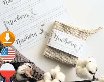 Toallita de algodón PDF Patrón de ganchillo con etiquetas imprimibles, Toallita de ganchillo, Patrón de toallita para bebé a crochet