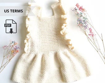 Patrón sencillo de vestido de bebé a crochet, vestidos de bebé a crochet en PDF, vestido de recién nacido a crochet