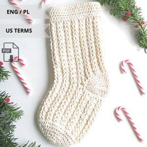 Christmas Stocking Crochet Pattern PDF – Cozy Chunky Yarn Crochet Stocking for Fireplace / Holiday Gift DIY