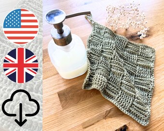 Patrón de toallita de crochet en PDF, tutorial fácil de toallita de crochet, patrón para principiantes, toallita de algodón reutilizable, regalo ecológico