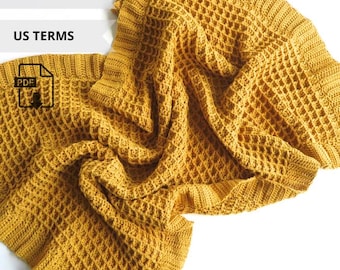 PATRÓN DE GANCHILLO manta de gofre, manta de bebé de gofre de ganchillo, manta de ganchillo, manta de bautizo, patrón de manta de bebé de ganchillo