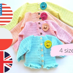 Simple crochet baby jumper pattern, crochet baby cardigan tutorial, crochet patterns sweater baby, DIY baby girl sweater Digtal Download PDF