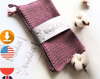 Patrón de crochet en PDF para toallitas de algodón con etiquetas imprimibles, toallitas de crochet, patrón de toallitas de crochet para bebé