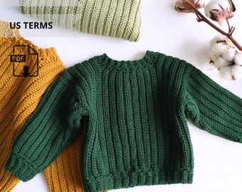 Patrón de suéter de crochet fácil, Suéter de crochet para bebés, Patrón de crochet en PDF, Patrón de cárdigan para bebé recién nacido, 0-3 meses