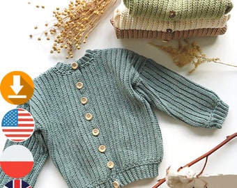 Easy crochet sweater pattern, Babies crochet sweater, PDF crochet pattern, Baby cardigan pattern, Kids sweater, 0 months to 2 years old