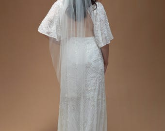 Ivory Fingertip Wedding Veil: Soft Tulle, Plain Cut Edge