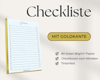 List * Checklist Planner Gold Edge * Gold Edge * Checkboxes * Everyday School and Work