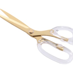 Scissors large gold with transparent acrylic handle