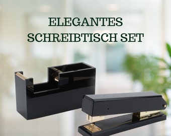 Desk Set Black Gold - Tape Dispenser and Stapler