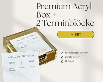 Premium Clear Acrylic Note Box - Appointment Pad Set with 2 x 100 Note Sheets