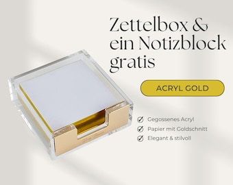 Elegant Acrylic Gold Memo Box with Free Notepad