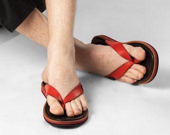 RED FLAME SANDALS, Suitable For Beach Holidays, Unique Calfskin Leather Sandals For Casual Wear, Summer Holidays Sandals