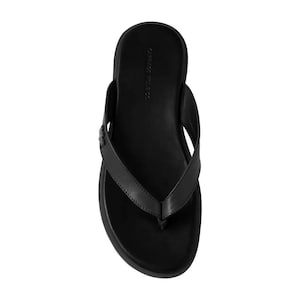 Men&#39;s leather sandals, flip flop leather sandals for women, Shadow Black flip flops sandals