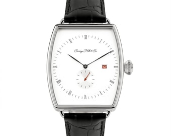 Orologi di lusso, OROLOGIO IN PELLE NERA, Orologio da polso analogico, Orologio da polso fatto a mano con stile classico