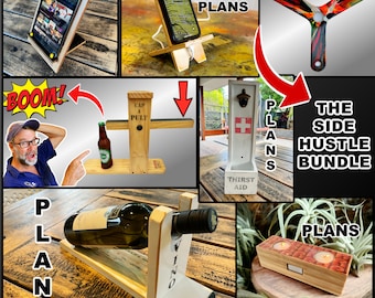 Woodworking Plans, Easy Fun Woodworking Projects Bundle, Phone and Tablet Stand, Bottle Stand and Bottle Openers, Candle Holder, Boomerang