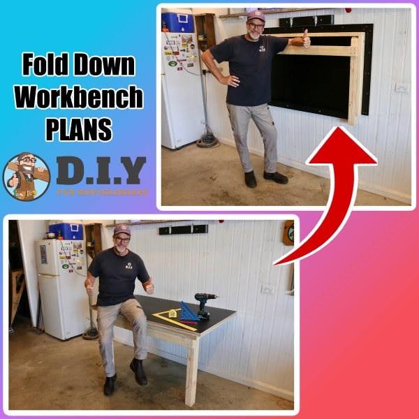 Wall Mounted Workbench, Workbench Plans, Folding Workbench, Workbench, Woodworking Plans, Fold Down Workbench, Tiny Home Table,