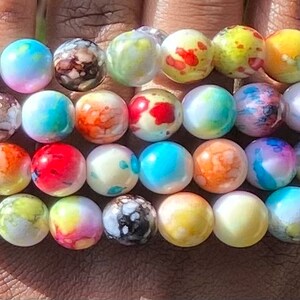 Multi Colored Unisex Stretchy Elastic Round Beaded Bracelet 10mm/12mm