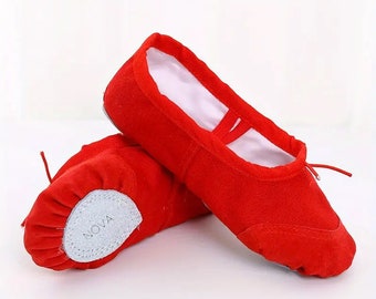 Red Ballet Shoes Split Sole Canvas Ballet Gymnastic Shoes