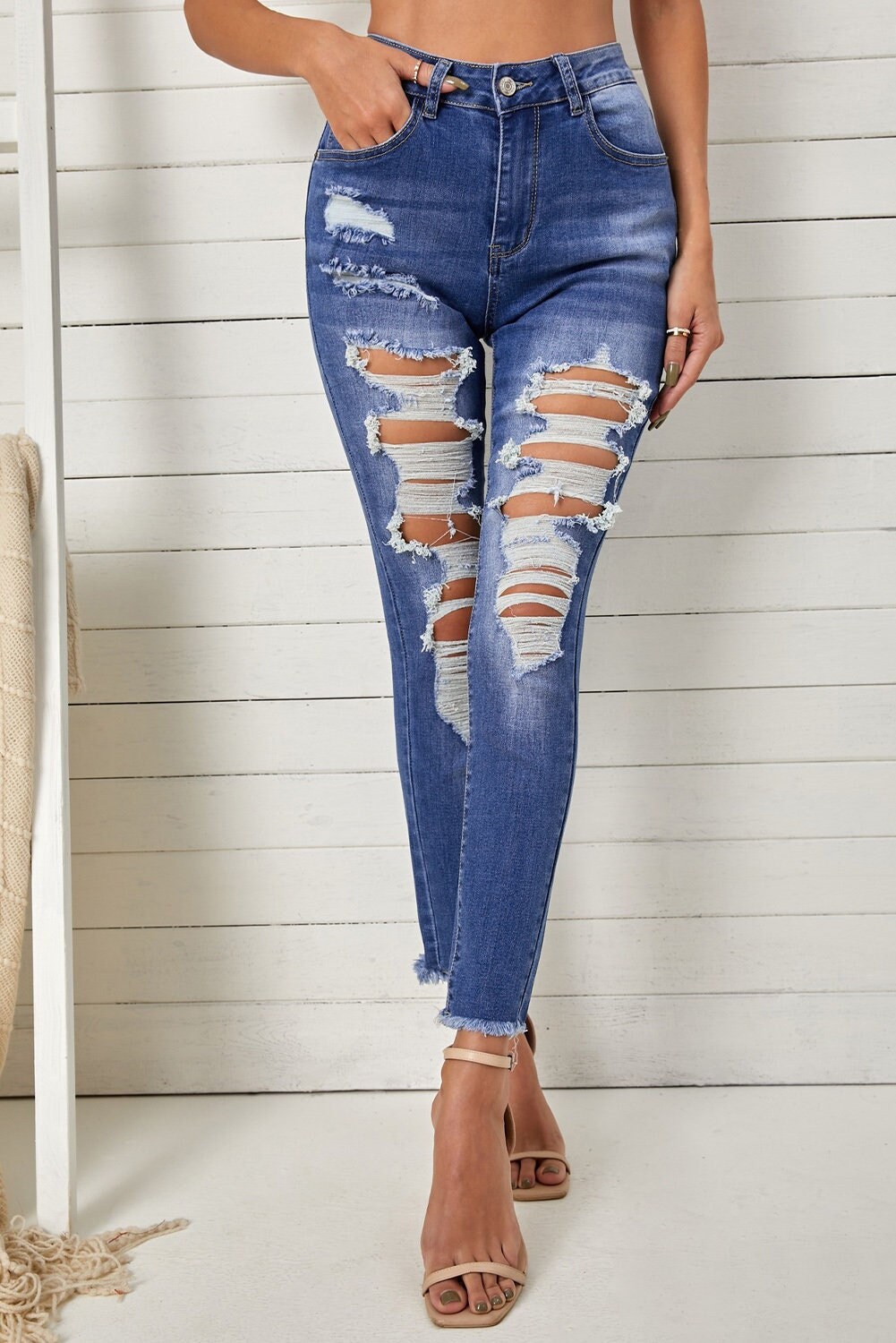 Ripped Skinny Jeans Women - Etsy