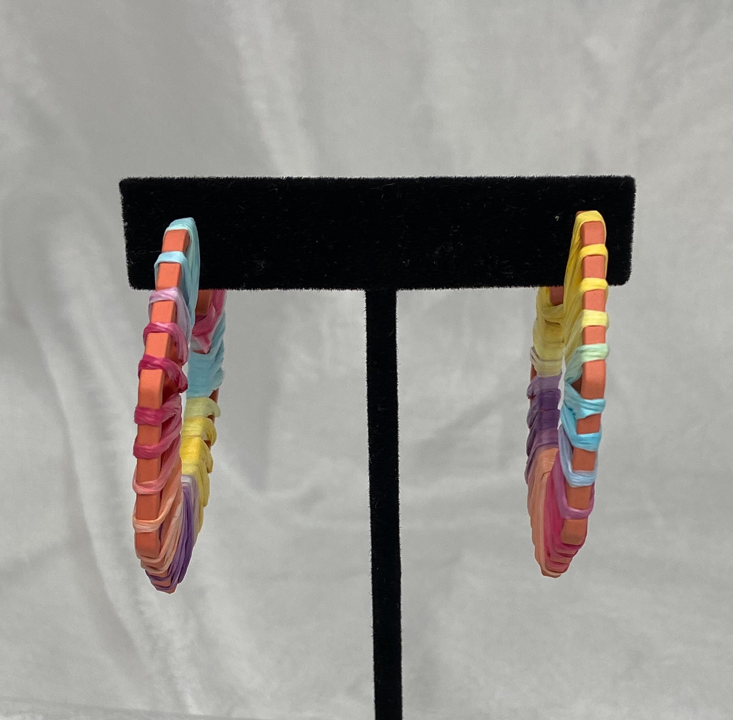 Colorful Woven Hoop Earrings Etsy