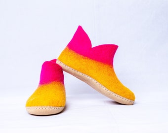 100% Woolen Colorful Felted Woolen Soft Leather Sole full boots