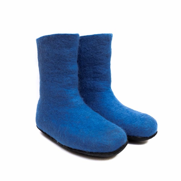 Rubber sole felted woolen full boots | 100% Handmade winter boots