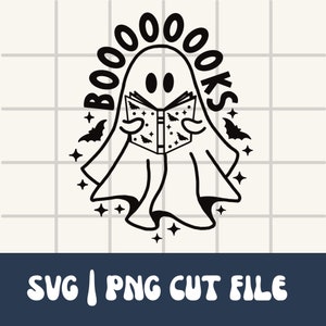 Spooky Books Svg | Spooky Books PNG | Halloween Ghost Svg | Ghost Books | Book Lover Tote Bag Svg | Tote Bag Png | Ghost Svg | Ghost Png