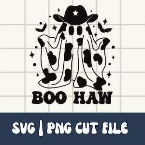 Halloween Country Svg Png Cut File | Boo Haw SVG | Country PNG | Cow Print Ghost SVG | Cow Ghost Halloween Svg | Instant Download