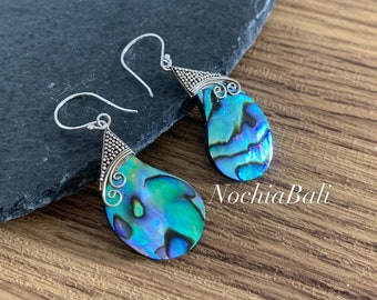 Abalone drop Earring, Abalone Shell jewelry, Handmade earring, Boho sterling silver, gift idea.