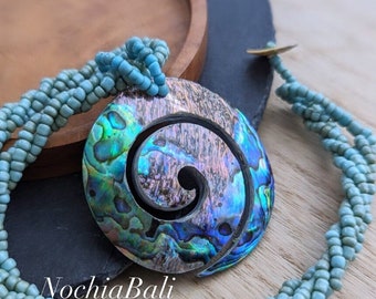 New Zealand Paua Abalone necklace, New Zealand Paua pendant, handmade necklace, boho jewelry, summer jewelry, gift for her