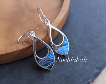 Abalone dangle earring, Natural shell earring, Boho jewelry, handmade earrings, sterling silver, gift for her