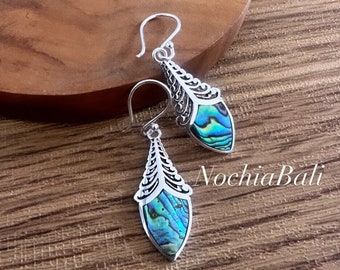 Abalone dangle earring, natural shell earring, abalone jewelry, boho sterling silver, gift for her