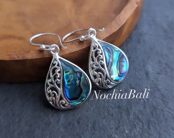Abalone Teardrop Earring, Abalone Shell Earring, Abalone Jewelry, Boho Sterling Silver, Shell Jewelry, gift for her
