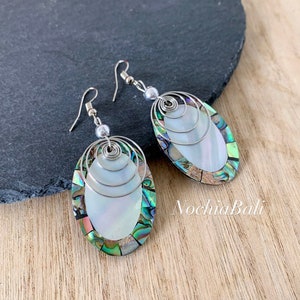 Abalone Oval Earring, Abalone shell Earrings, Bohemian earring, Boho jewelry, summer jewelry, everyday earrings, Gift for her