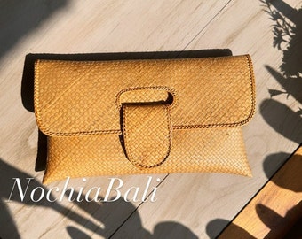 Frizione Pandanus intrecciata, borsa Boho casual, pochette di paglia Bali, pochette Boho fatta a mano, pochette da sera, regalo per lei