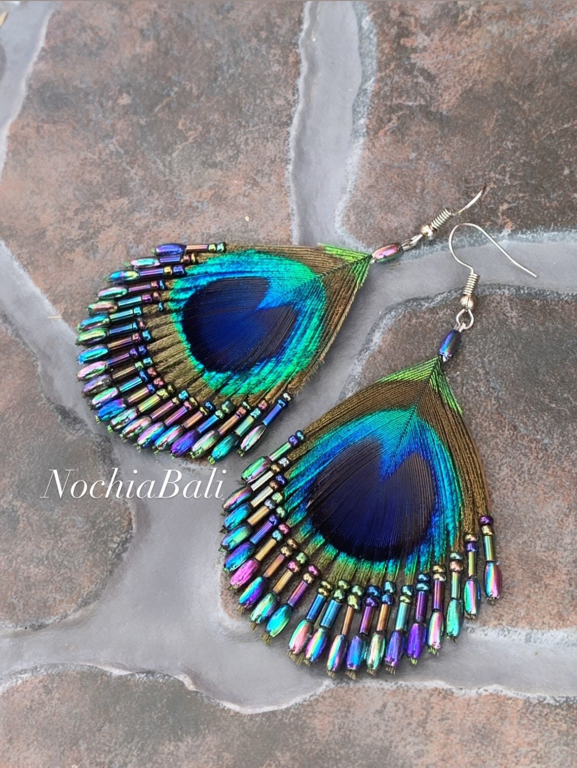 Peacock style earrings discount