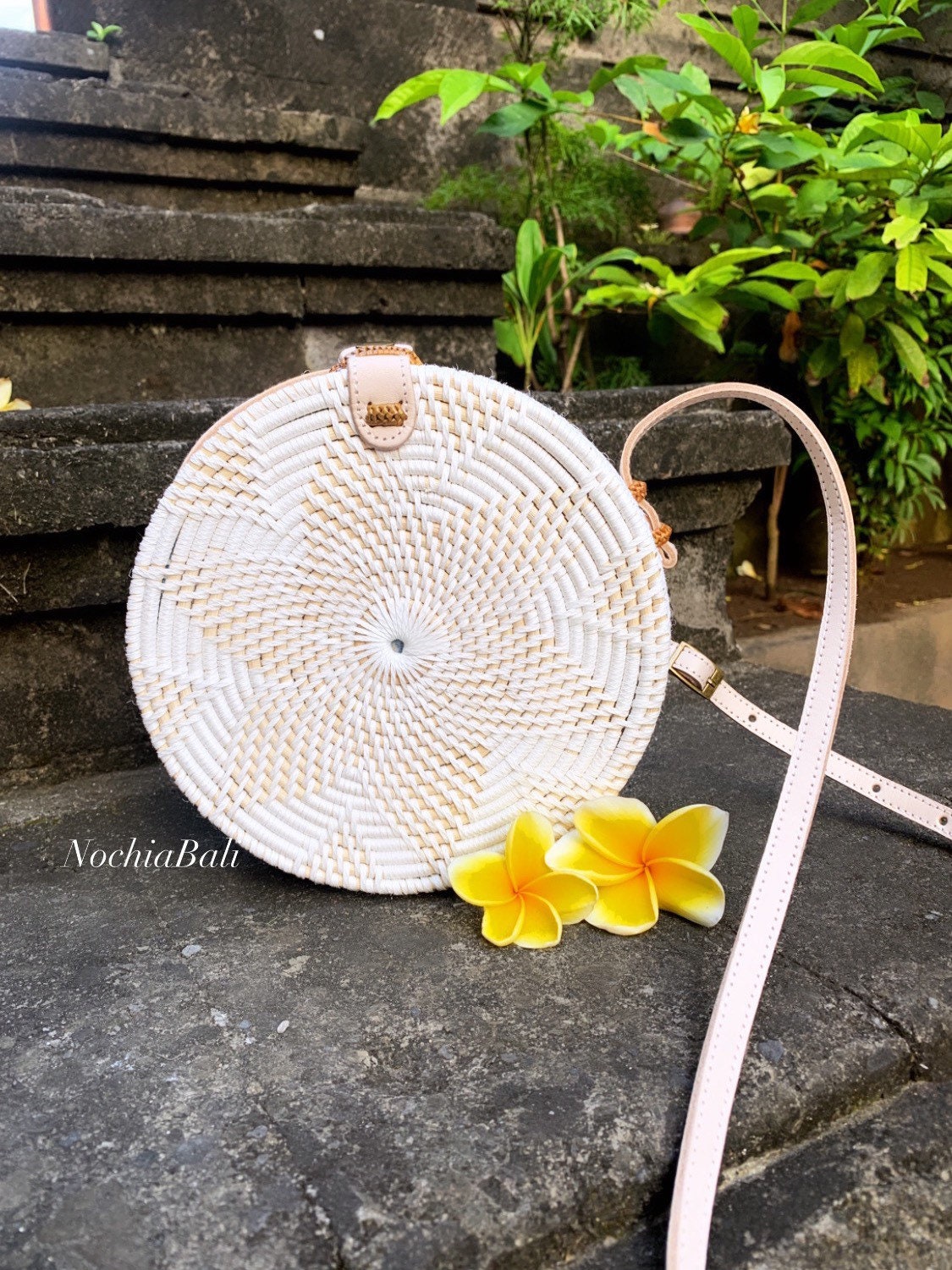 Bali White Rattan Bag Round Rattan Sling Bag Crossbody Bags Etsy