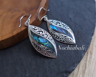 Natural Abalone Earring, Paua Abalone jewelry, Boho earring, Bohemian jewelry, Boho Sterling Silver, gift for her
