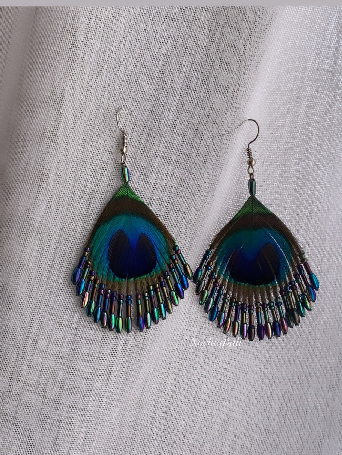 Peacock Feather Earrings Natural Peacock Earring Peacock Etsy