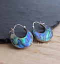 Hoop earrings, abalone silver earrings, minimalist earrings, boho sterling silver, gift for her product logo