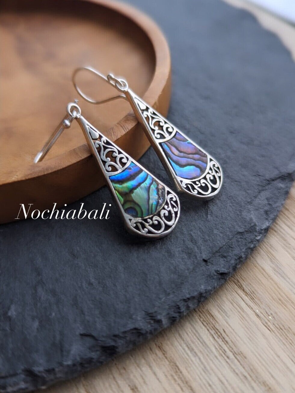 Sterling Silver Round Cabochon Paua Shell Earrings Sterling Silver Round Cabochon Paua Shell Earrings